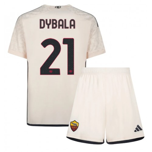 Dětský fotbalový dres AS Roma Paulo Dybala #21 2023-24 Venkovní Krátký Rukáv (+ trenýrky)